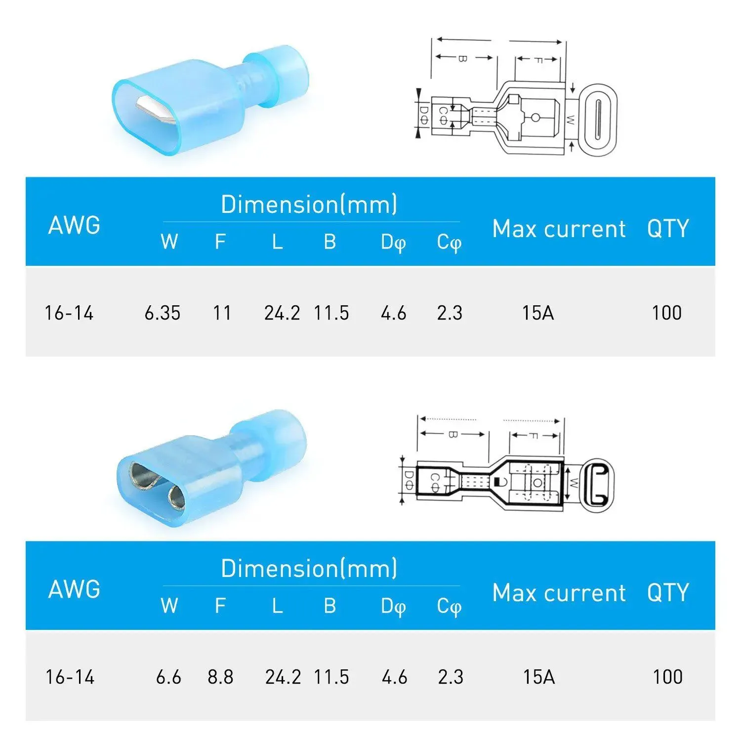 200Pcs Insulated Wire Crimp Terminal