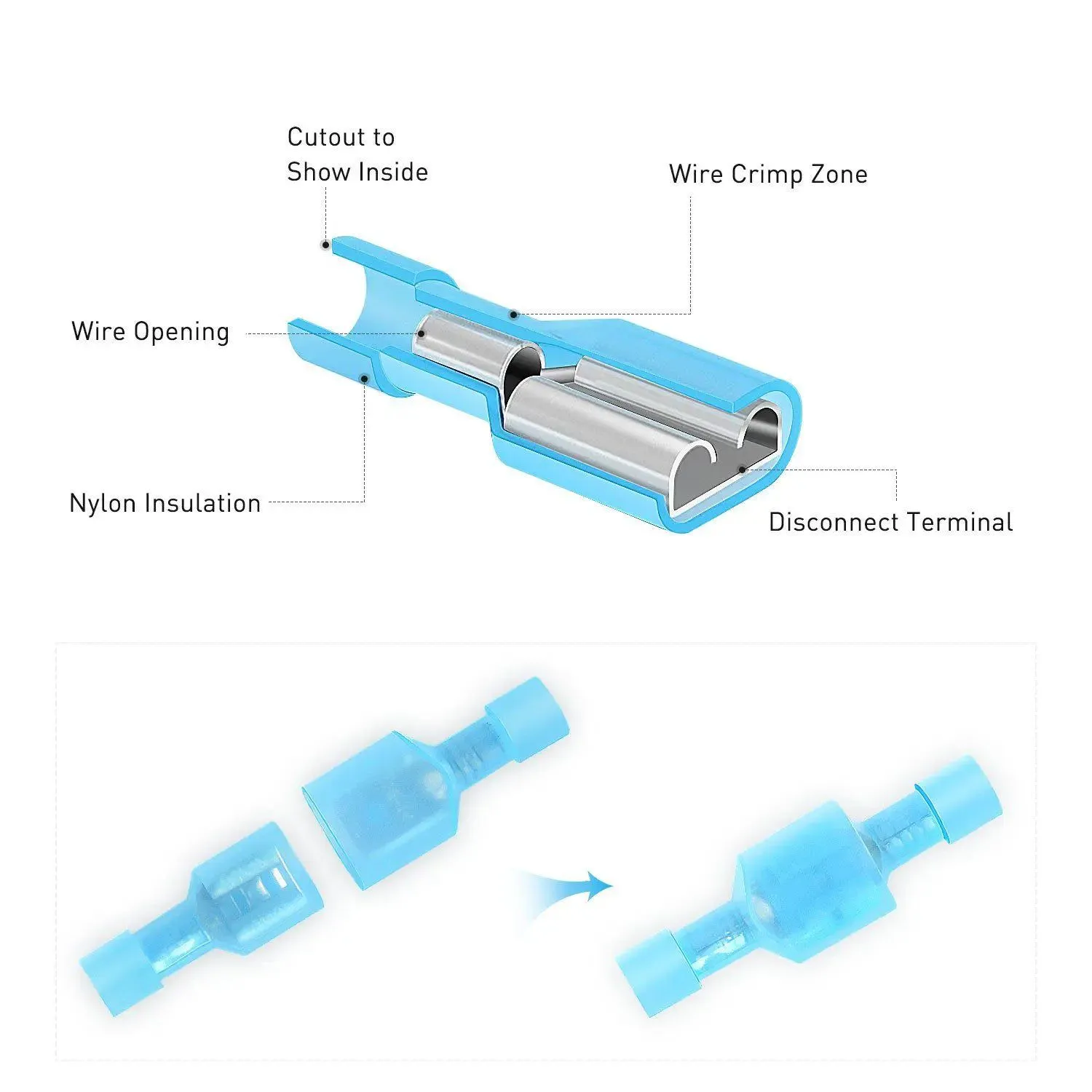 200Pcs Insulated Wire Crimp Terminal