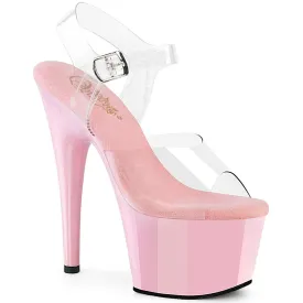Adore-708 Clear/Baby Pink, 7" Heels