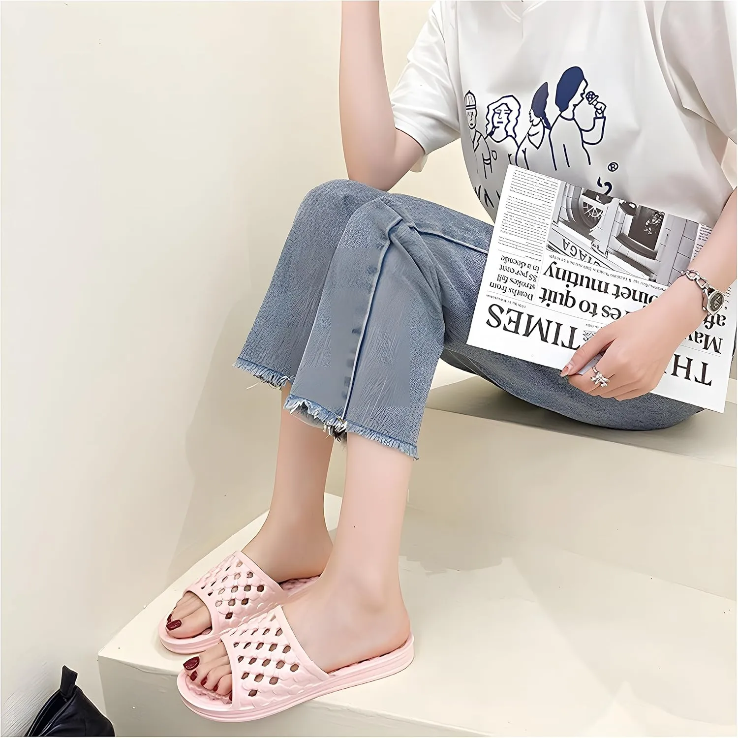 AYYDMY Shower Shoes Quick Drying Slippers for Women Men, Non Slip House Shoes Cushioned Thick Sole Bathroom Slippers Indoor Outdoor Soft Platform Sandals for Living Room College Dorm Beach SPA Gym Pool