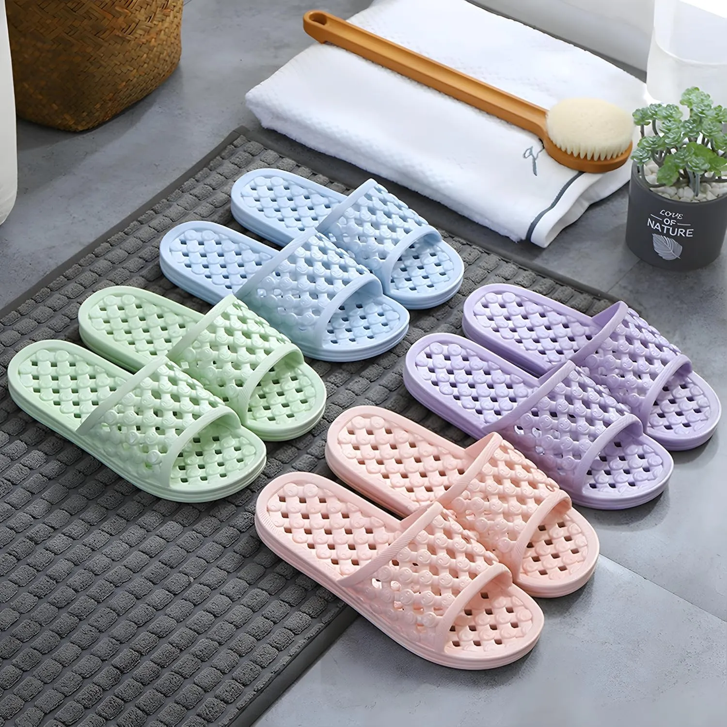 AYYDMY Shower Shoes Quick Drying Slippers for Women Men, Non Slip House Shoes Cushioned Thick Sole Bathroom Slippers Indoor Outdoor Soft Platform Sandals for Living Room College Dorm Beach SPA Gym Pool