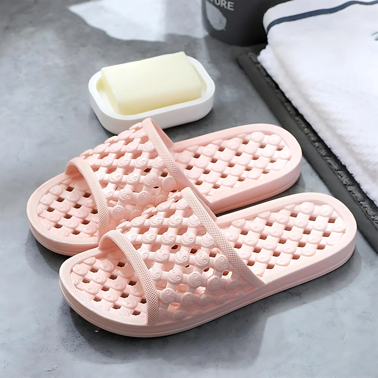 AYYDMY Shower Shoes Quick Drying Slippers for Women Men, Non Slip House Shoes Cushioned Thick Sole Bathroom Slippers Indoor Outdoor Soft Platform Sandals for Living Room College Dorm Beach SPA Gym Pool