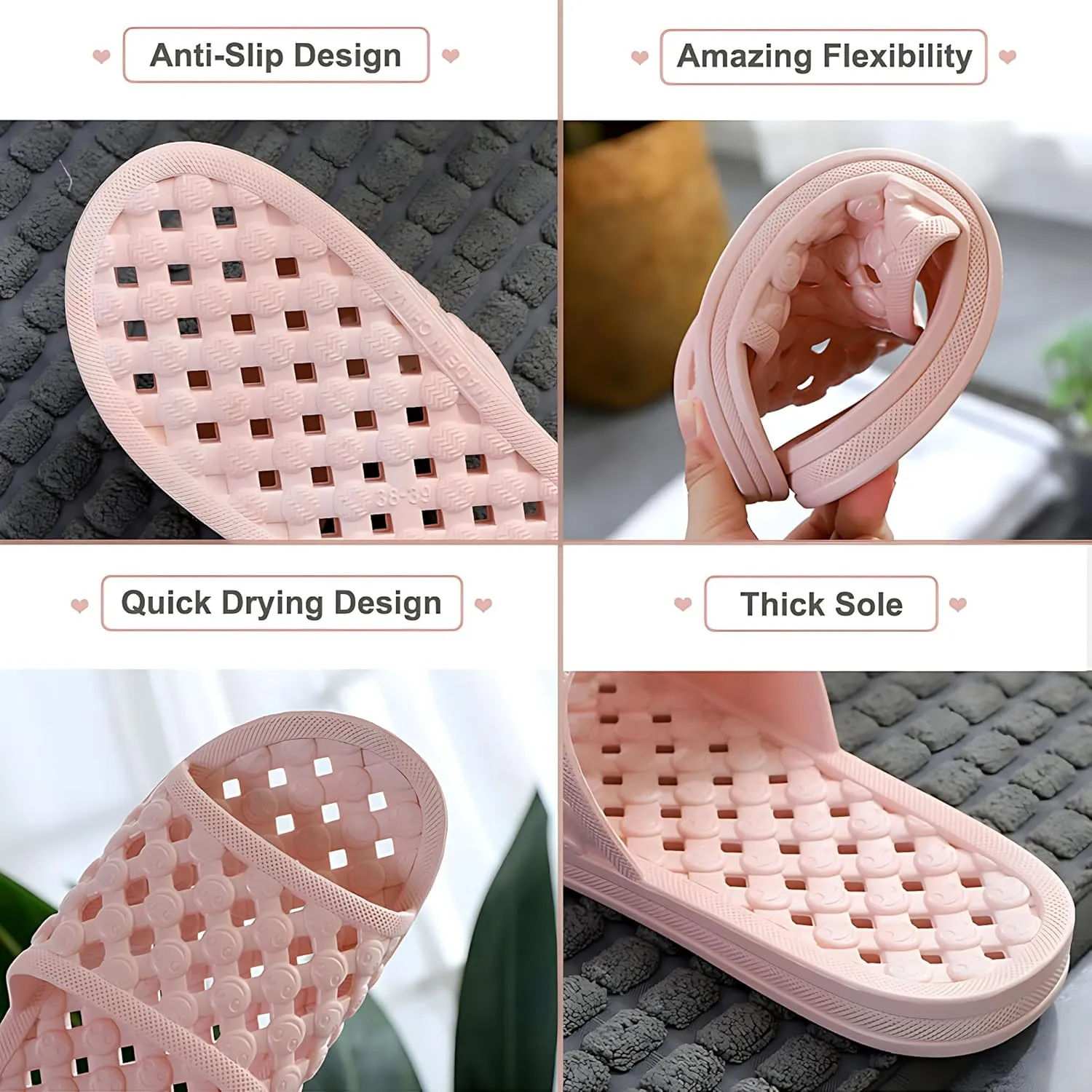 AYYDMY Shower Shoes Quick Drying Slippers for Women Men, Non Slip House Shoes Cushioned Thick Sole Bathroom Slippers Indoor Outdoor Soft Platform Sandals for Living Room College Dorm Beach SPA Gym Pool