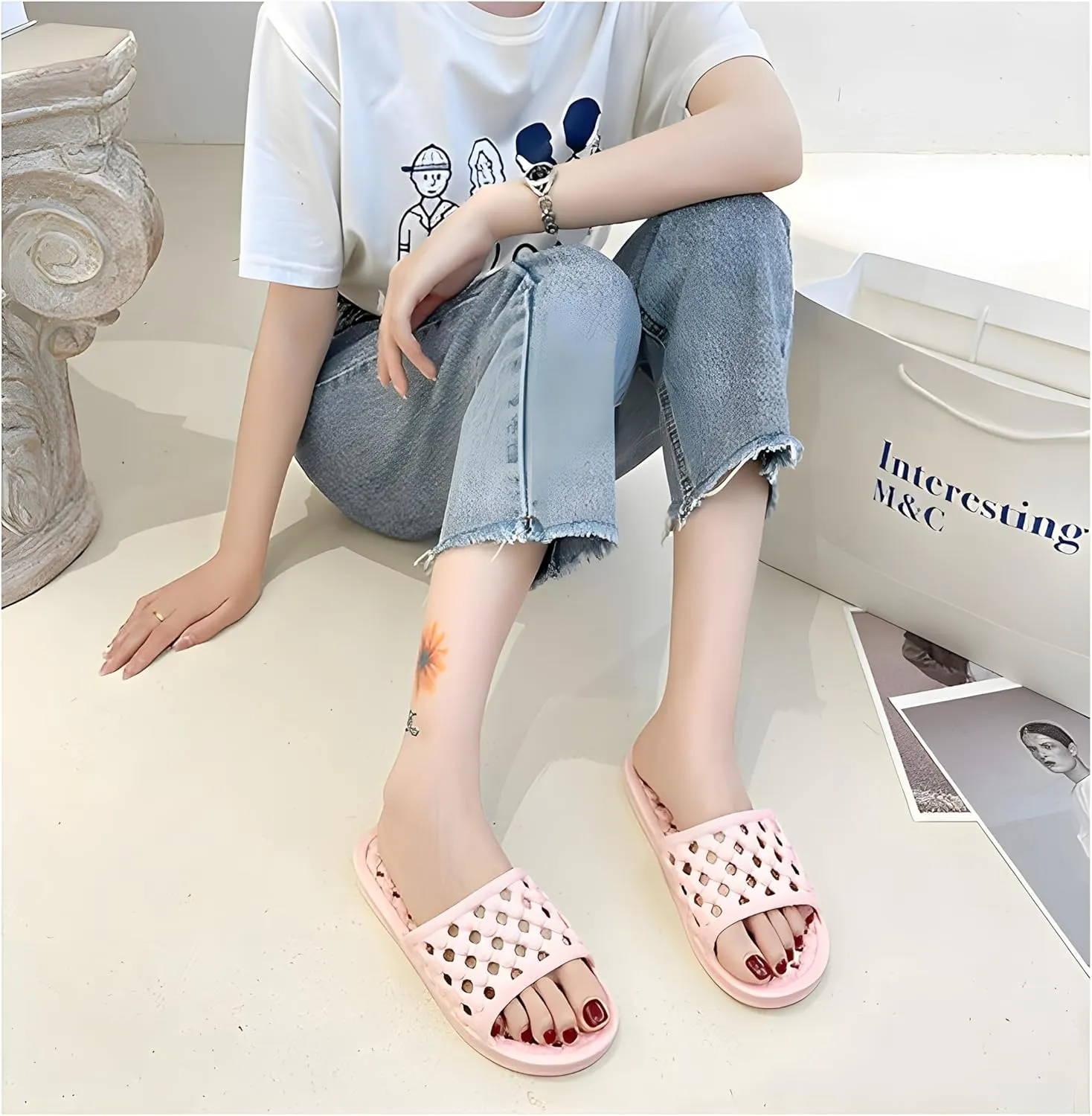 AYYDMY Shower Shoes Quick Drying Slippers for Women Men, Non Slip House Shoes Cushioned Thick Sole Bathroom Slippers Indoor Outdoor Soft Platform Sandals for Living Room College Dorm Beach SPA Gym Pool