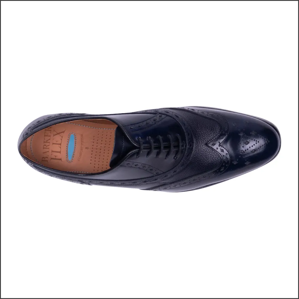 Barker Bampton - Navy Hi-Shine/Grain Oxford Brogue@