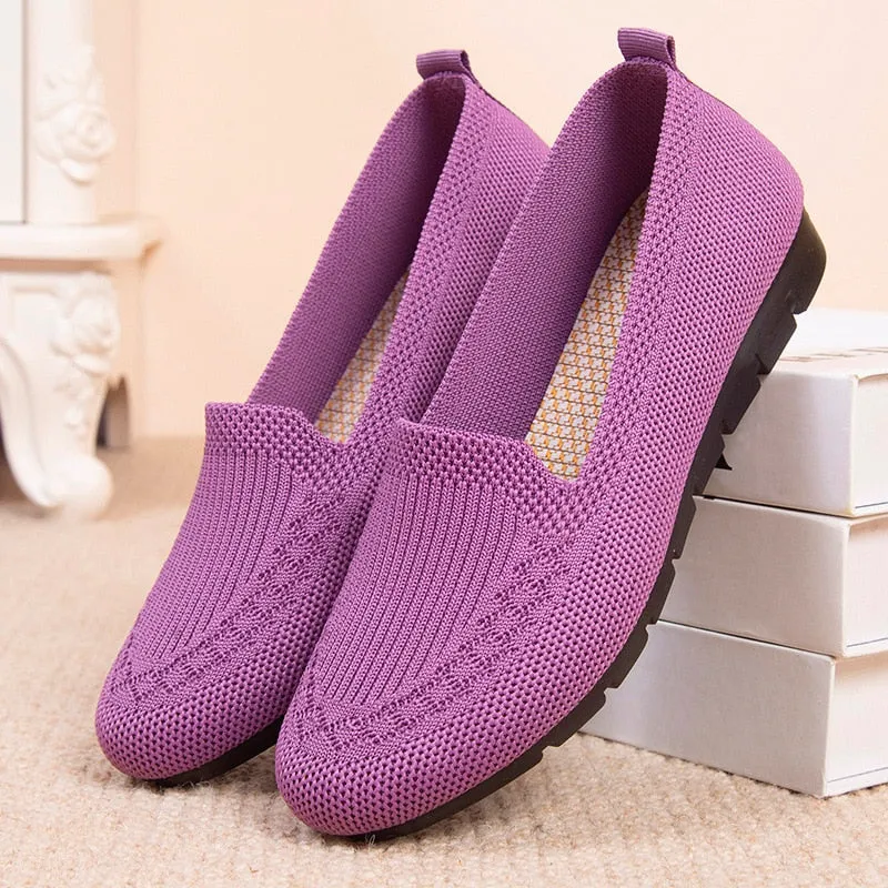 Casual Shoes Women&#39;s Summer Mesh Breathable Flat Shoes Ladies Comfort Light Sneaker Socks Women Slip on Loafers Zapatillas Muje