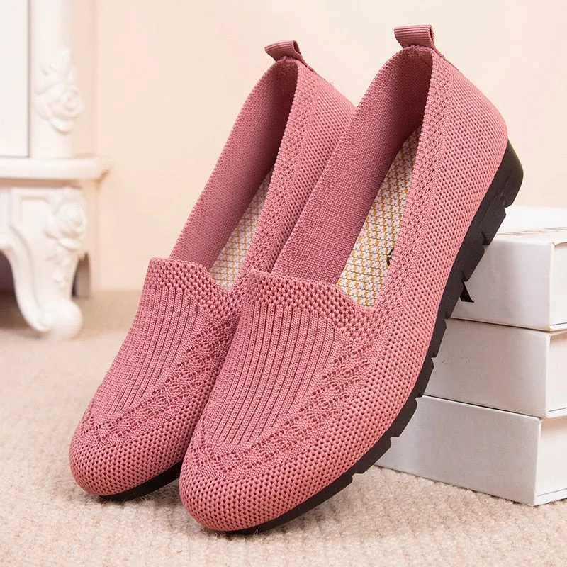 Casual Shoes Women&#39;s Summer Mesh Breathable Flat Shoes Ladies Comfort Light Sneaker Socks Women Slip on Loafers Zapatillas Muje
