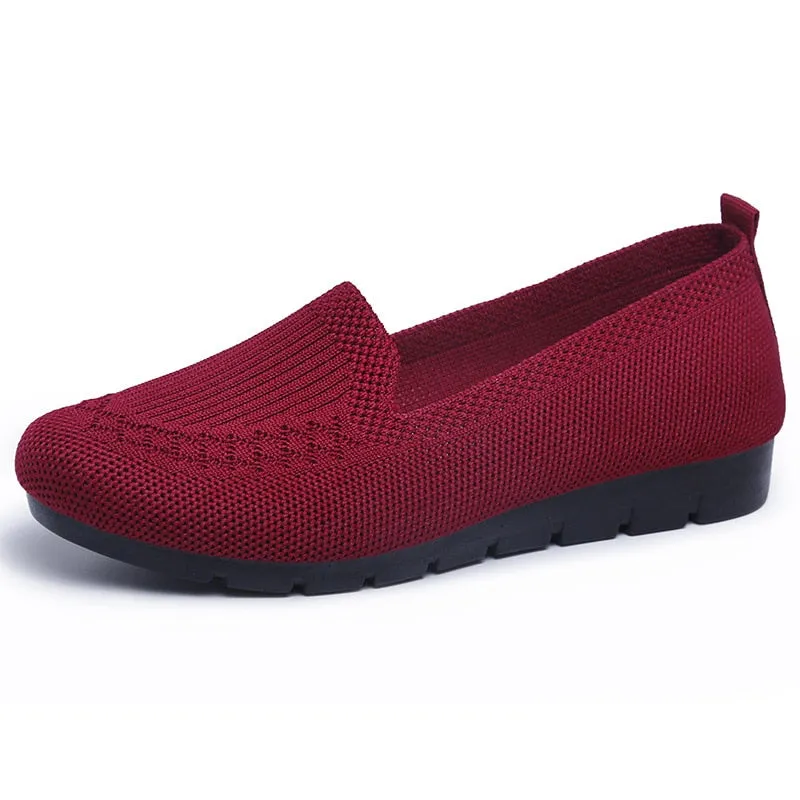 Casual Shoes Women&#39;s Summer Mesh Breathable Flat Shoes Ladies Comfort Light Sneaker Socks Women Slip on Loafers Zapatillas Muje