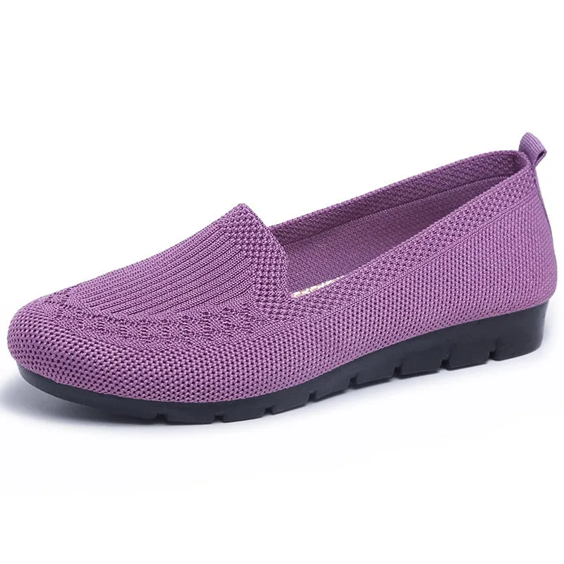 Casual Shoes Women&#39;s Summer Mesh Breathable Flat Shoes Ladies Comfort Light Sneaker Socks Women Slip on Loafers Zapatillas Muje