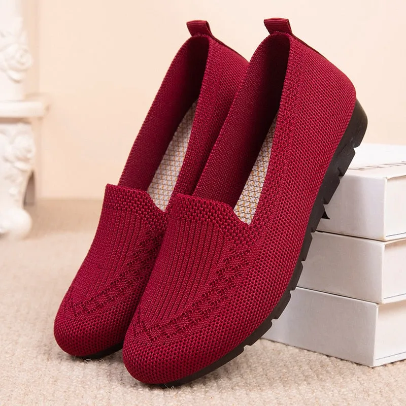 Casual Shoes Women&#39;s Summer Mesh Breathable Flat Shoes Ladies Comfort Light Sneaker Socks Women Slip on Loafers Zapatillas Muje
