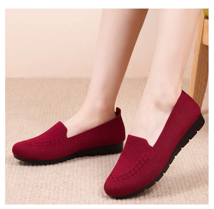 Casual Shoes Women&#39;s Summer Mesh Breathable Flat Shoes Ladies Comfort Light Sneaker Socks Women Slip on Loafers Zapatillas Muje