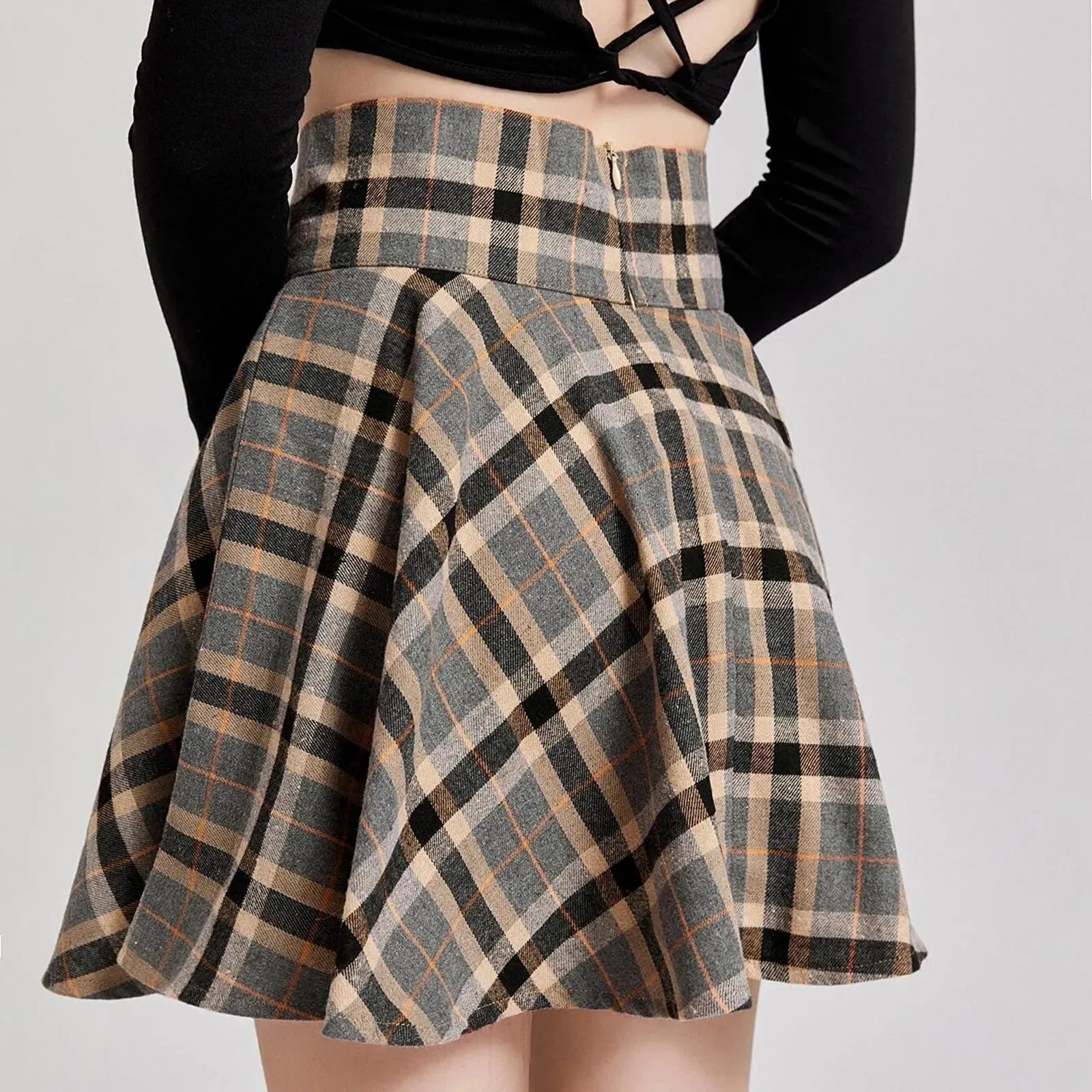 Chic Retro Punk Plaid Mini Skirt