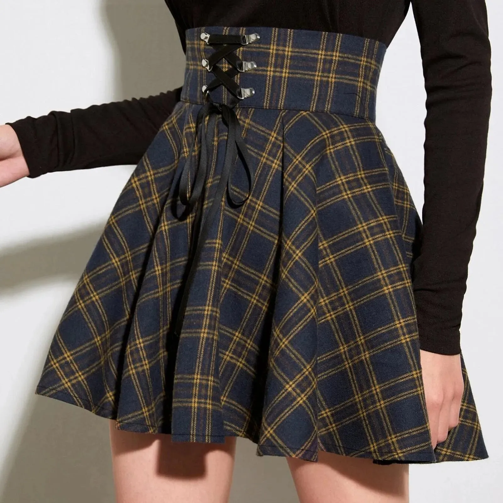 Chic Retro Punk Plaid Mini Skirt
