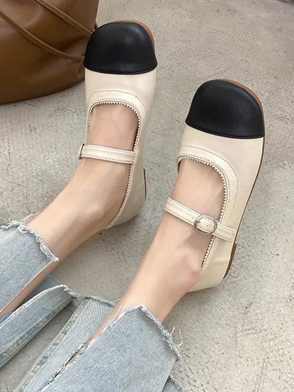 Chicmy-Leisure Fashion Contrast Color Split-Joint Flat Heel Loafer Shoes