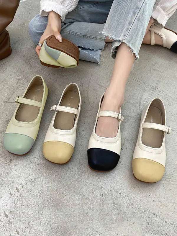 Chicmy-Leisure Fashion Contrast Color Split-Joint Flat Heel Loafer Shoes