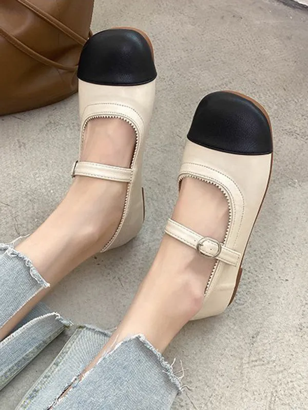 Chicmy-Leisure Fashion Contrast Color Split-Joint Flat Heel Loafer Shoes