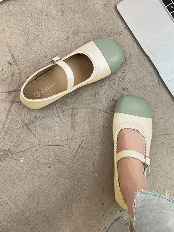 Chicmy-Leisure Fashion Contrast Color Split-Joint Flat Heel Loafer Shoes