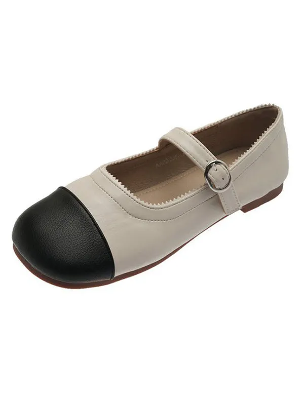 Chicmy-Leisure Fashion Contrast Color Split-Joint Flat Heel Loafer Shoes