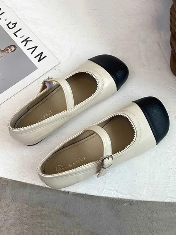 Chicmy-Leisure Fashion Contrast Color Split-Joint Flat Heel Loafer Shoes