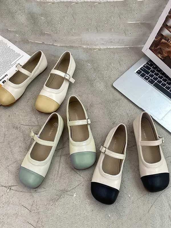 Chicmy-Leisure Fashion Contrast Color Split-Joint Flat Heel Loafer Shoes