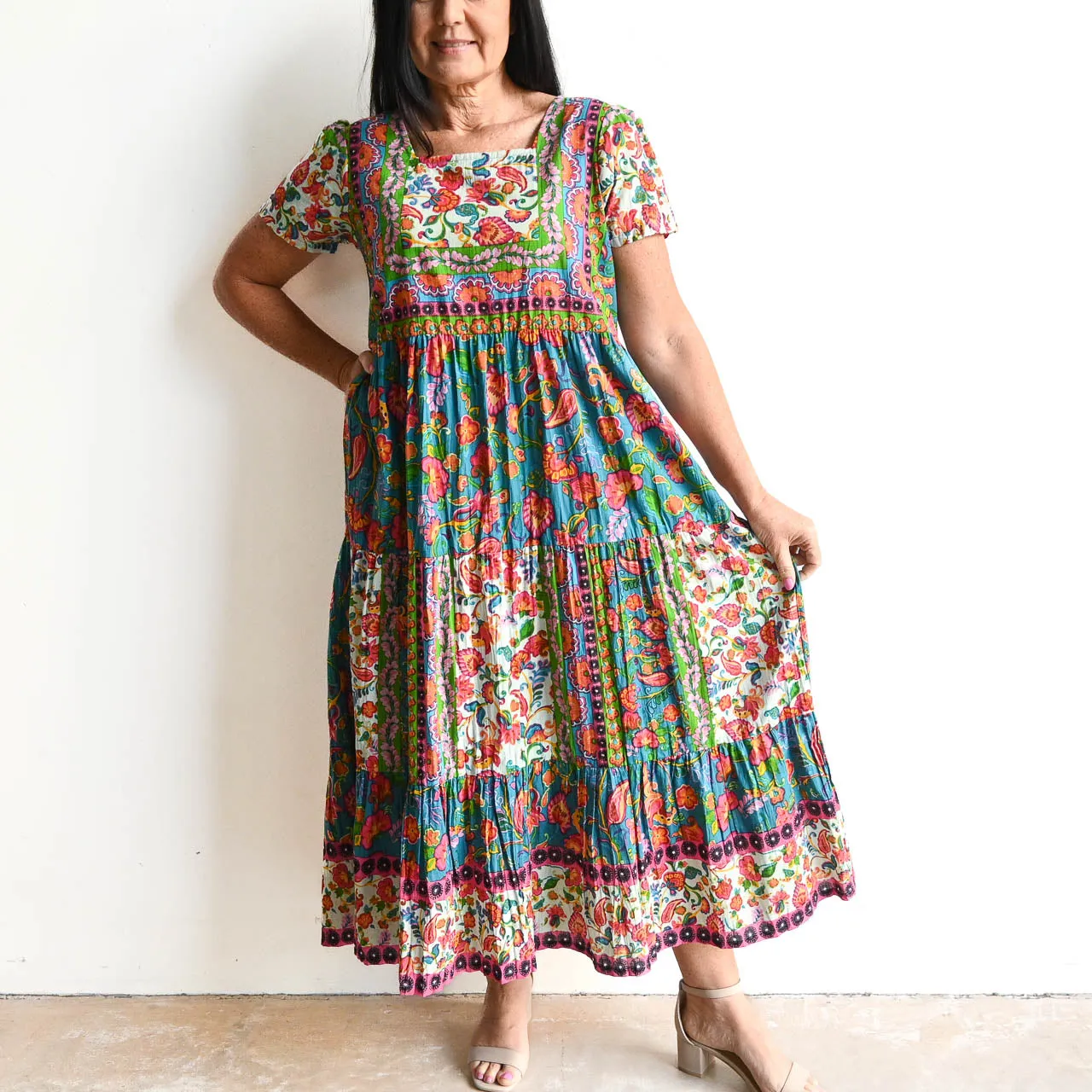 Destiny Tiered Midi Dress by Orientique Australia - Carvalho - 61668