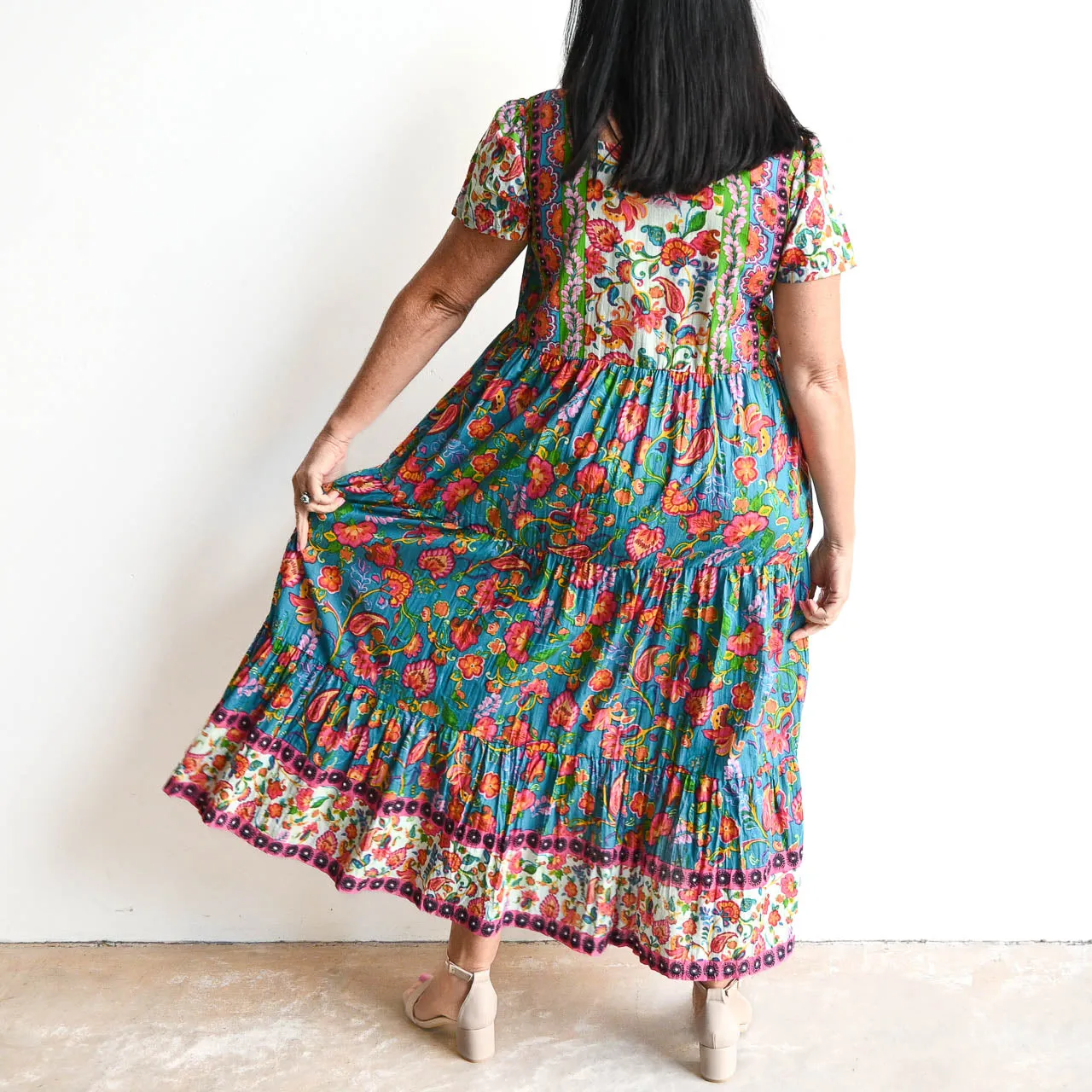 Destiny Tiered Midi Dress by Orientique Australia - Carvalho - 61668