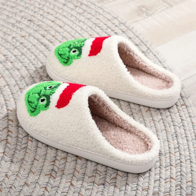 Festive Cozy Claus Grinch Slippers