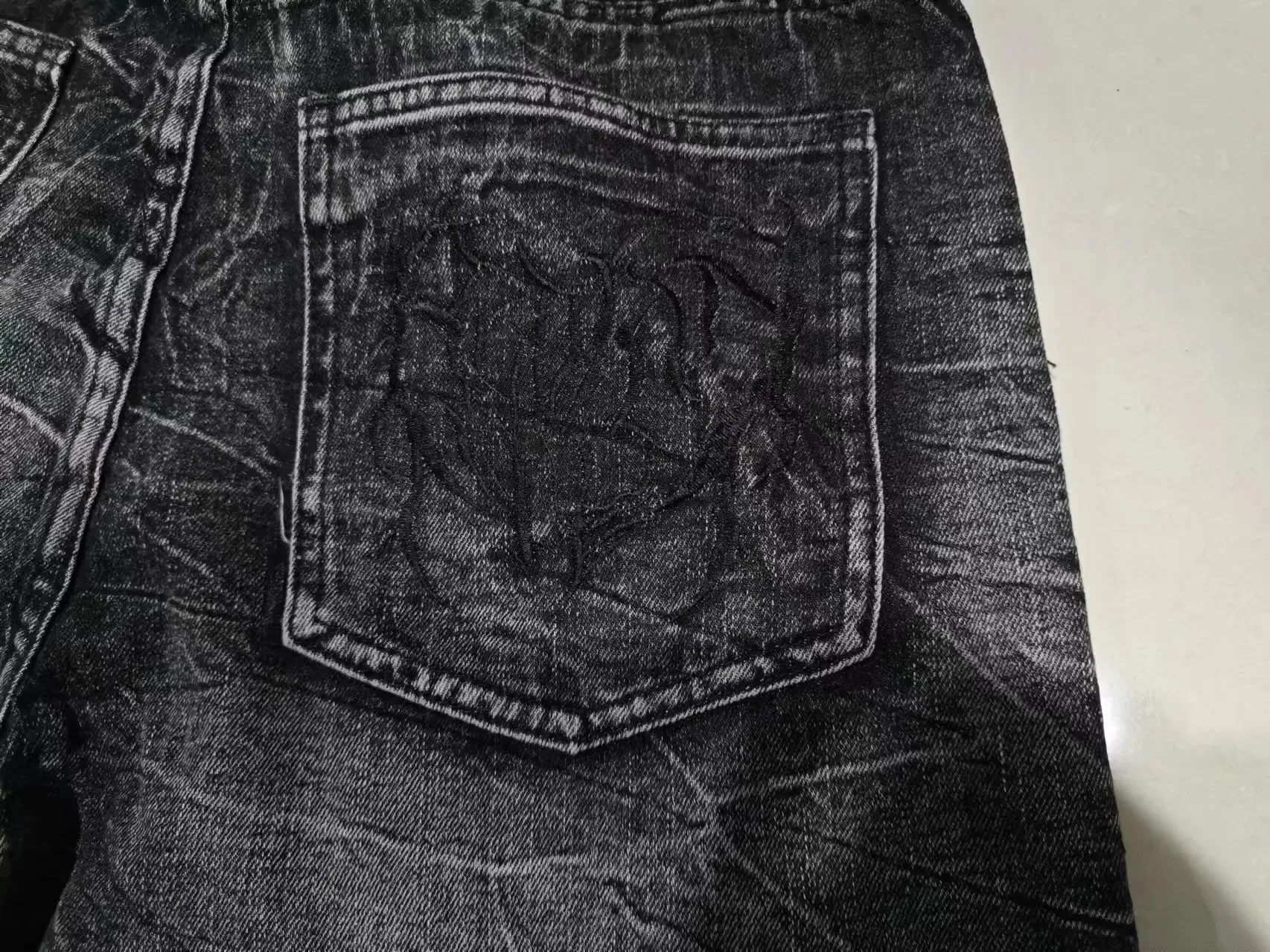 Gothic Retro Oversized Baggy Fit Mopping Pants | Y2K Phantom Jeans | Spider Embroidered Patch