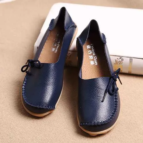 LOSTISY Breathable Casual Leather Flats Shoes