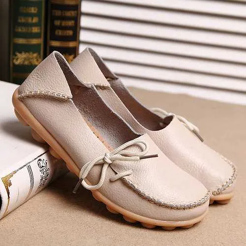LOSTISY Breathable Casual Leather Flats Shoes