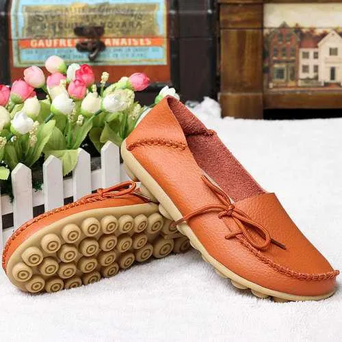 LOSTISY Breathable Casual Leather Flats Shoes
