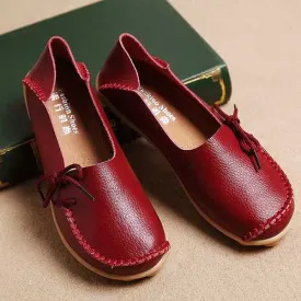 LOSTISY Breathable Casual Leather Flats Shoes