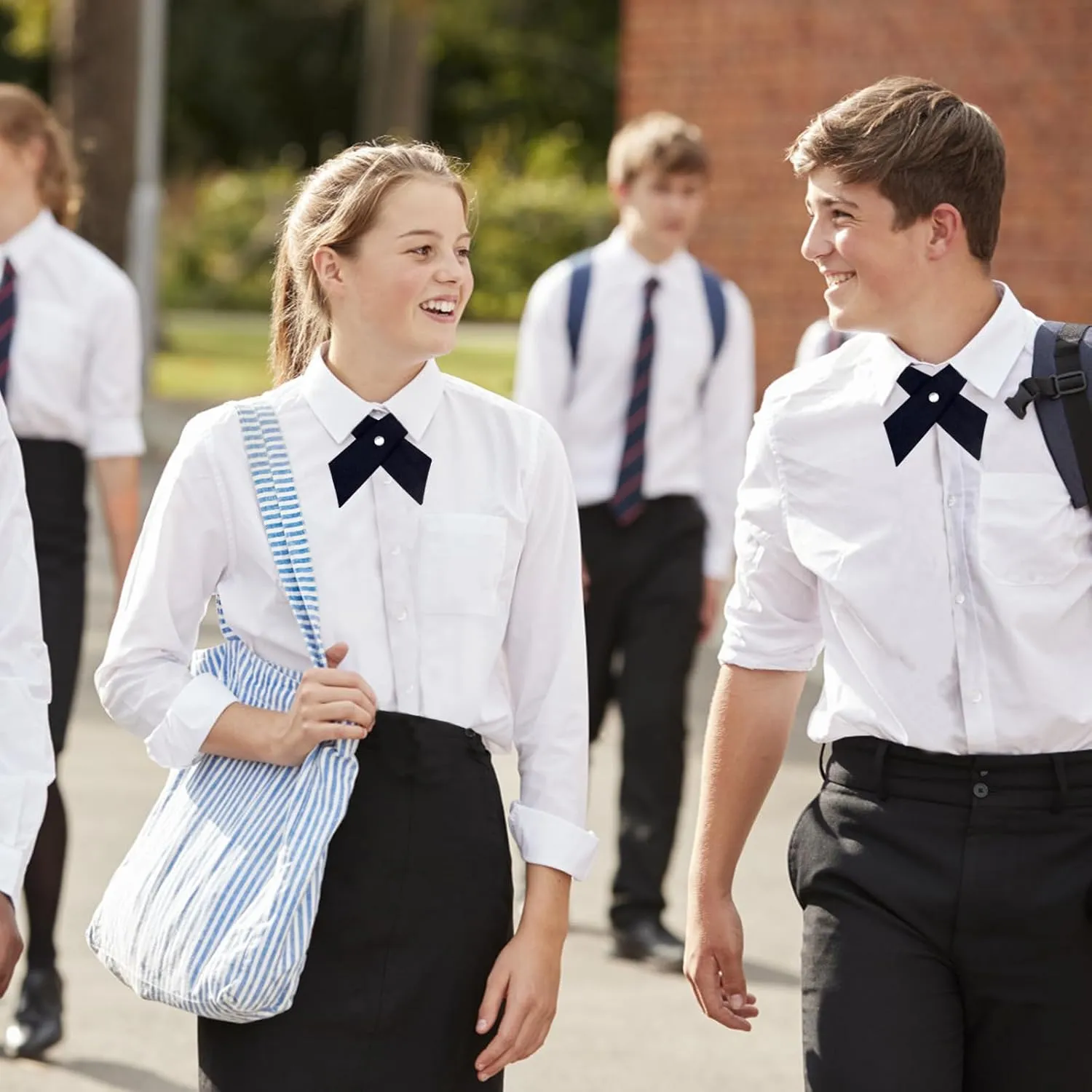 Mantieqingway Tie for Men Women School Uniform Adjustable Criss-Cross Bow tie Solid Color Pre Tied Bowtie for Girls