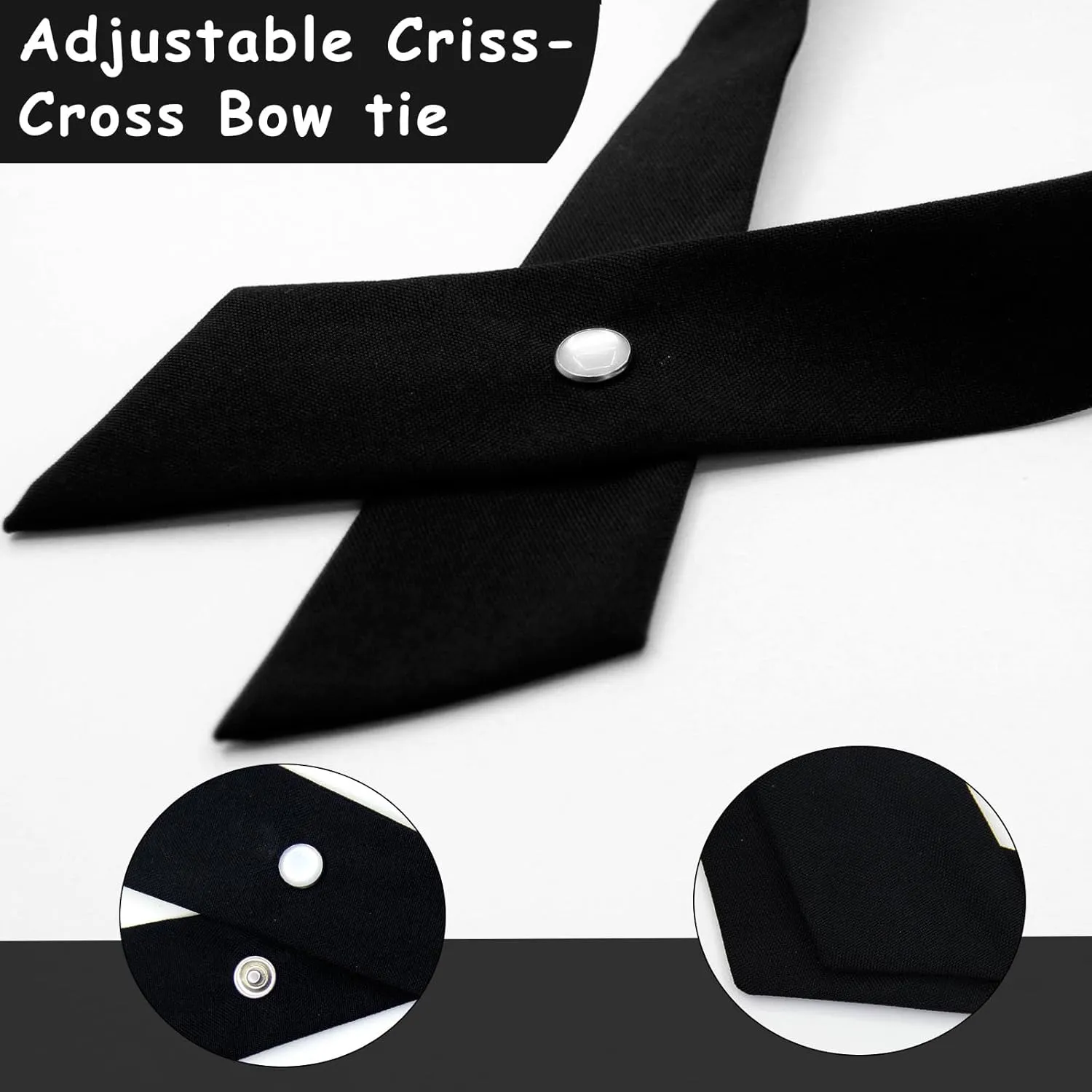Mantieqingway Tie for Men Women School Uniform Adjustable Criss-Cross Bow tie Solid Color Pre Tied Bowtie for Girls
