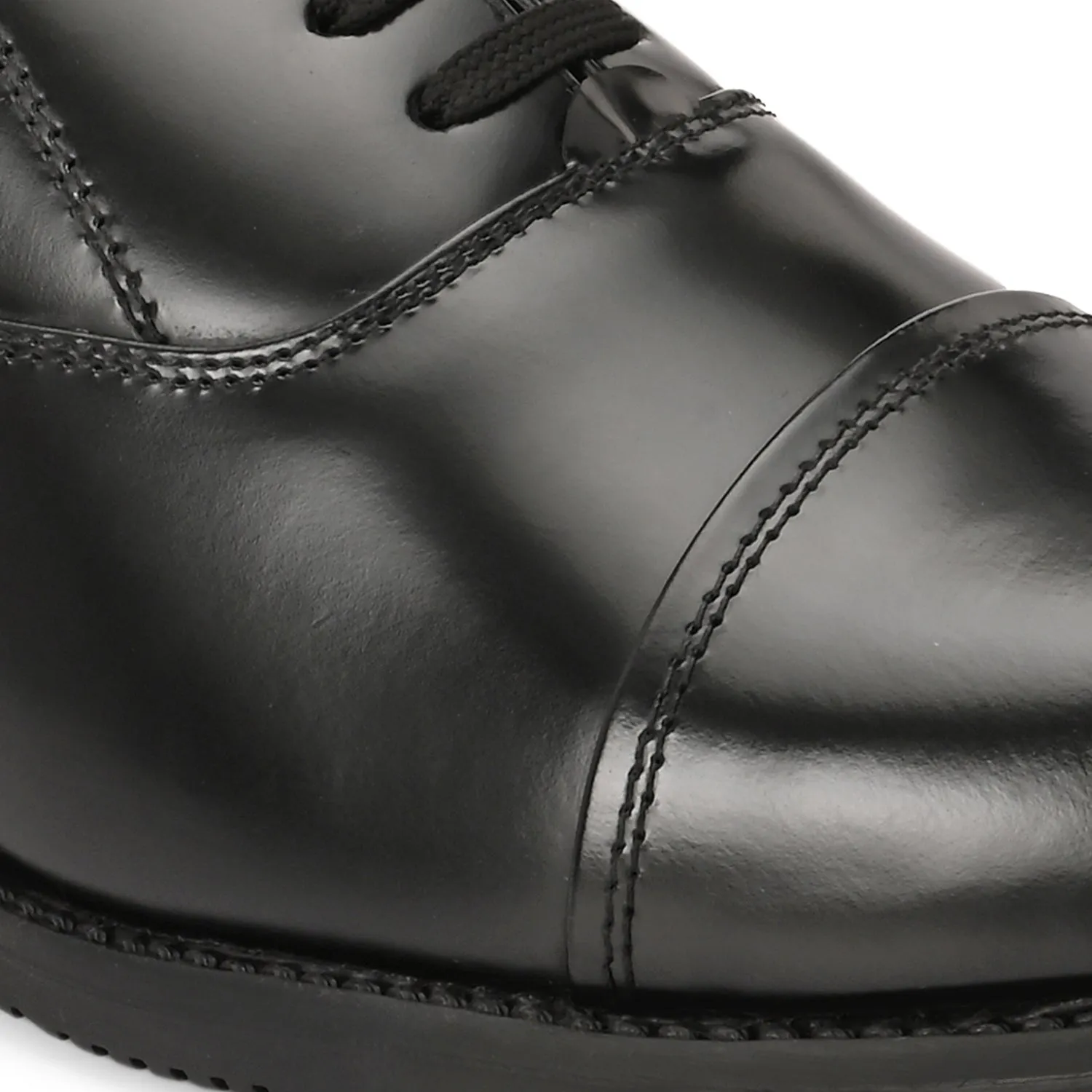 Men Premium Leather Black Oxford Police Shoes | Available in Sizes 5 UK to 12 UK (Uniform-61-Black)