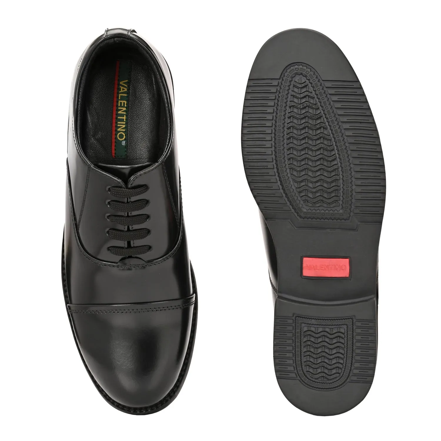 Men Premium Leather Black Oxford Police Shoes | Available in Sizes 5 UK to 12 UK (Uniform-61-Black)