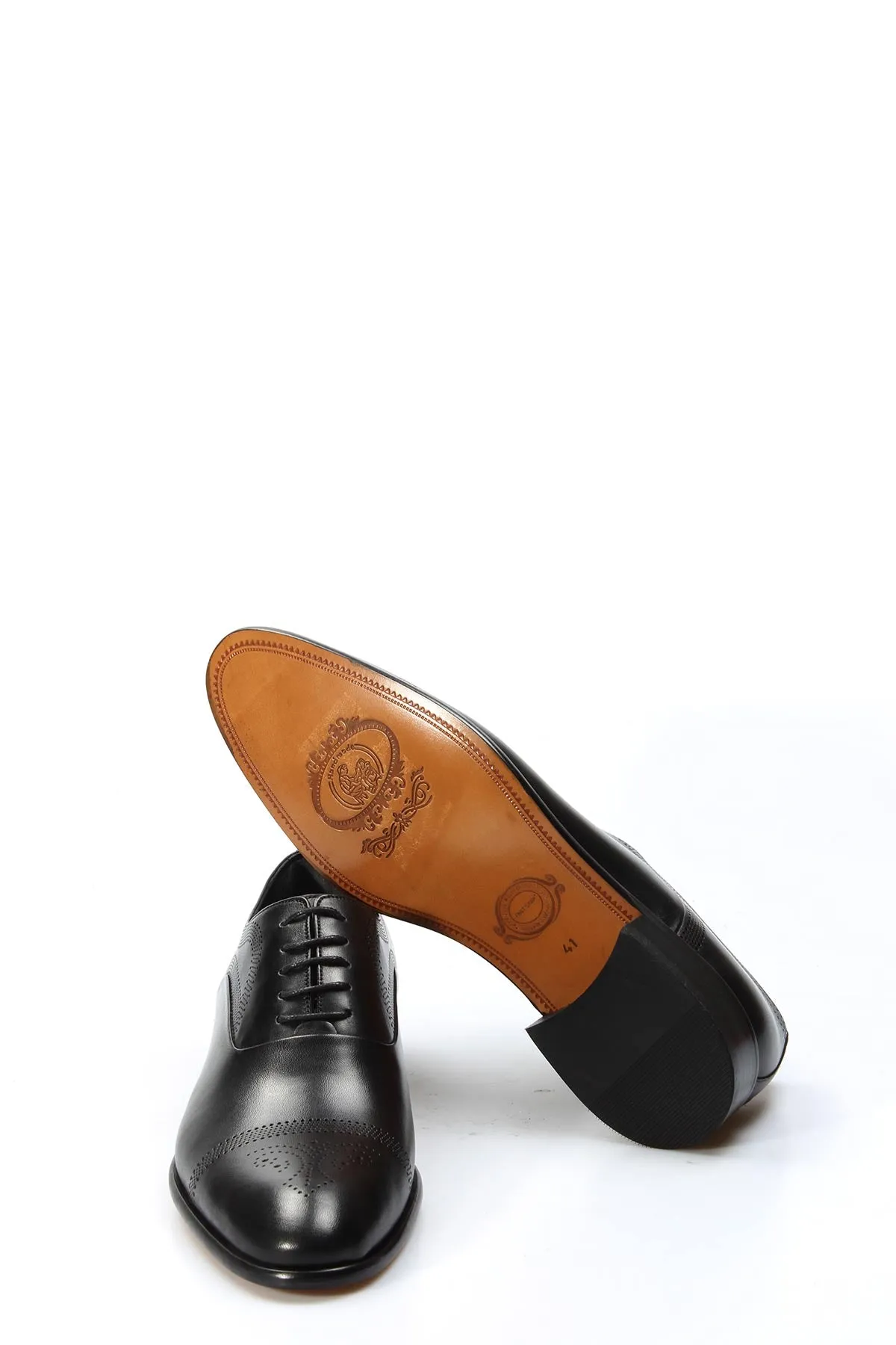 Men's Black Oxford Dress Shoes with Brogue Detailing - Wessi
