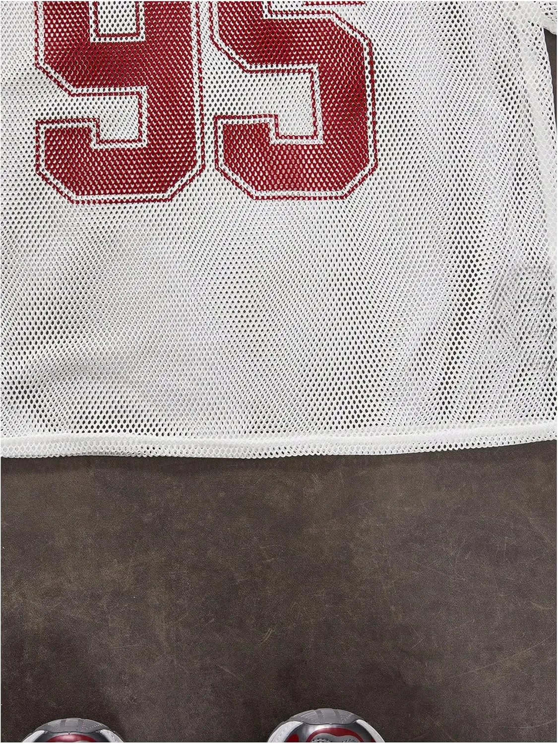 Men's Number Print Jersey Shirt Crew Neck Short Sleeve Mesh Tee Tops Casual Football Jersey Shirts