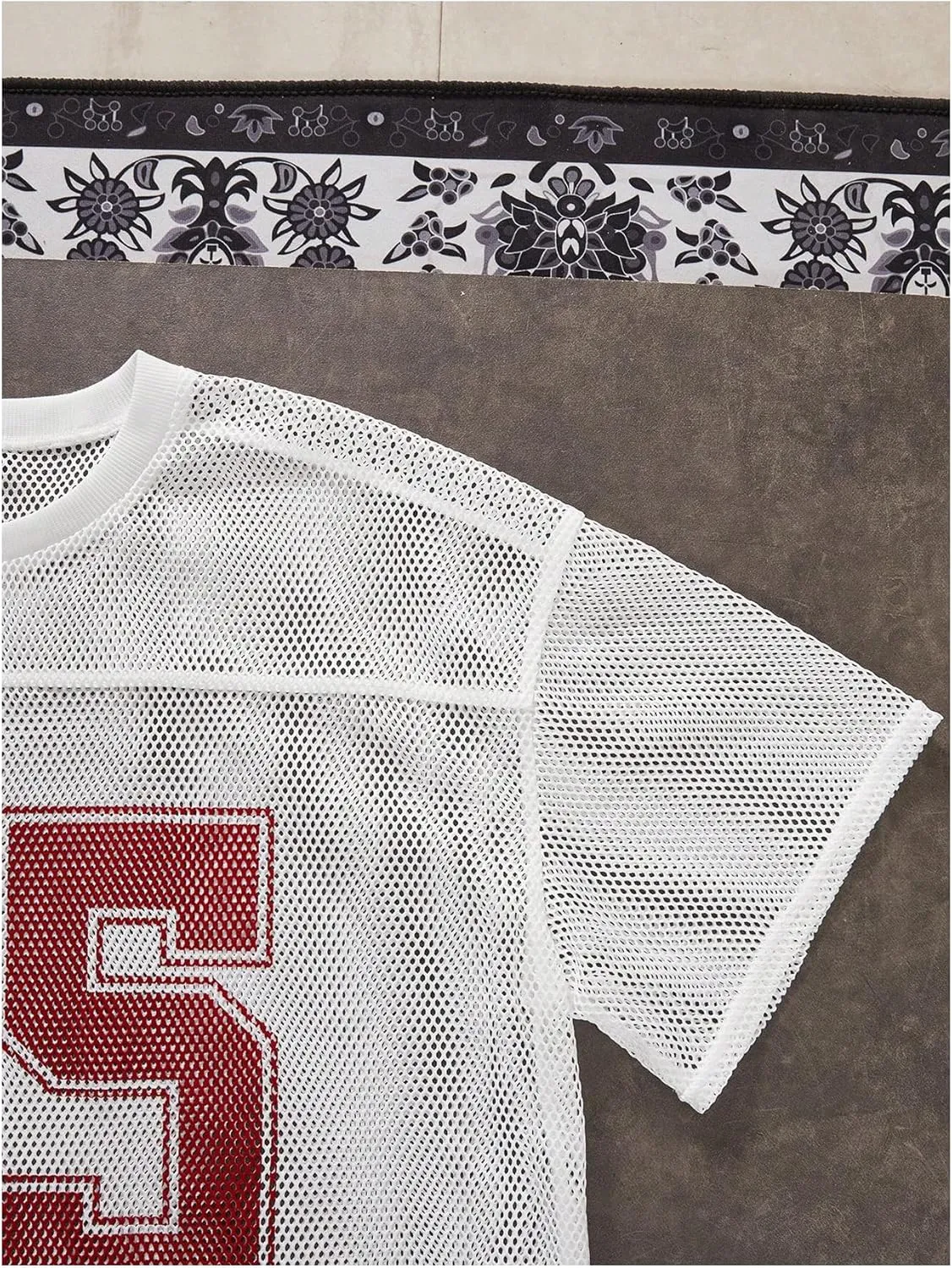 Men's Number Print Jersey Shirt Crew Neck Short Sleeve Mesh Tee Tops Casual Football Jersey Shirts