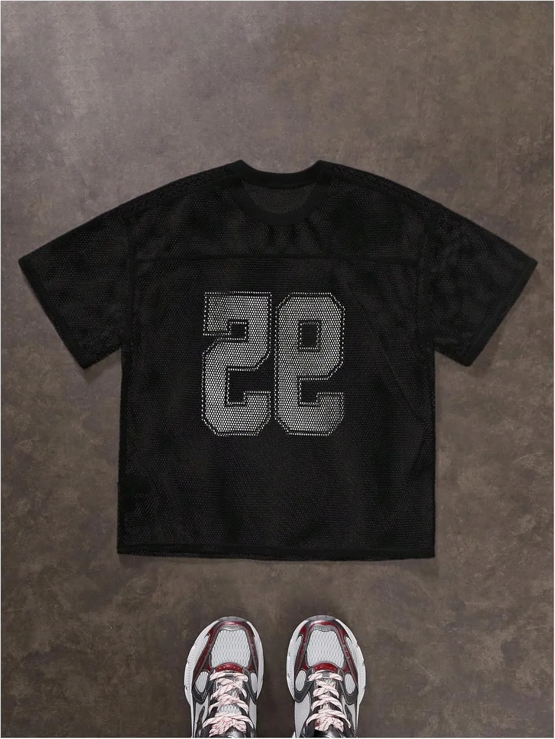 Men's Number Print Jersey Shirt Crew Neck Short Sleeve Mesh Tee Tops Casual Football Jersey Shirts