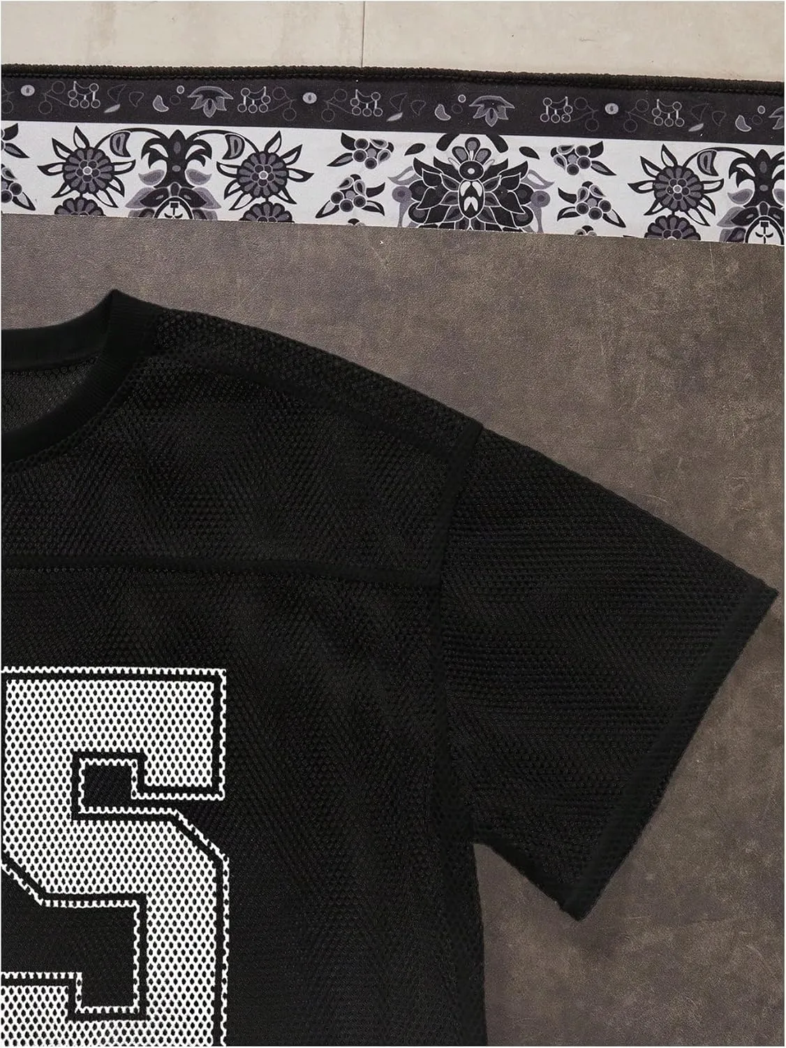 Men's Number Print Jersey Shirt Crew Neck Short Sleeve Mesh Tee Tops Casual Football Jersey Shirts