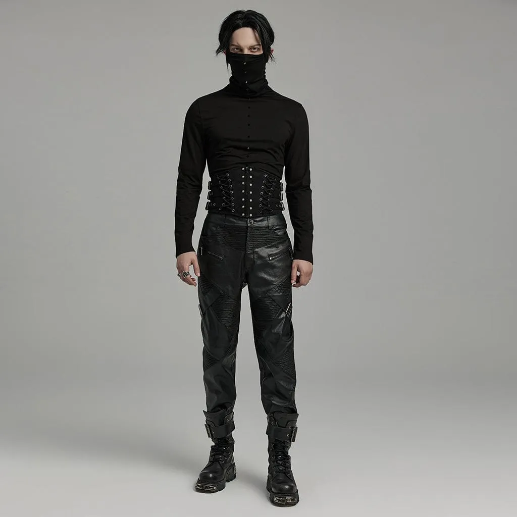 Men's Punk Multi-buckles Studded Lace-up Harness