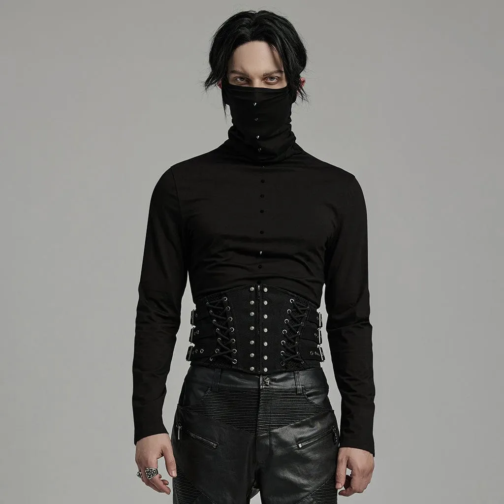 Men's Punk Multi-buckles Studded Lace-up Harness