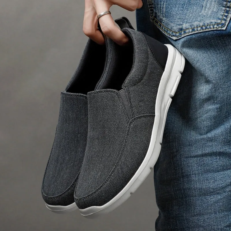 Men's Summer Canvas Shoes Breathable, Comfortable Slip-On Walking Sneakers, Classic Loafers for Outdoor Comfort