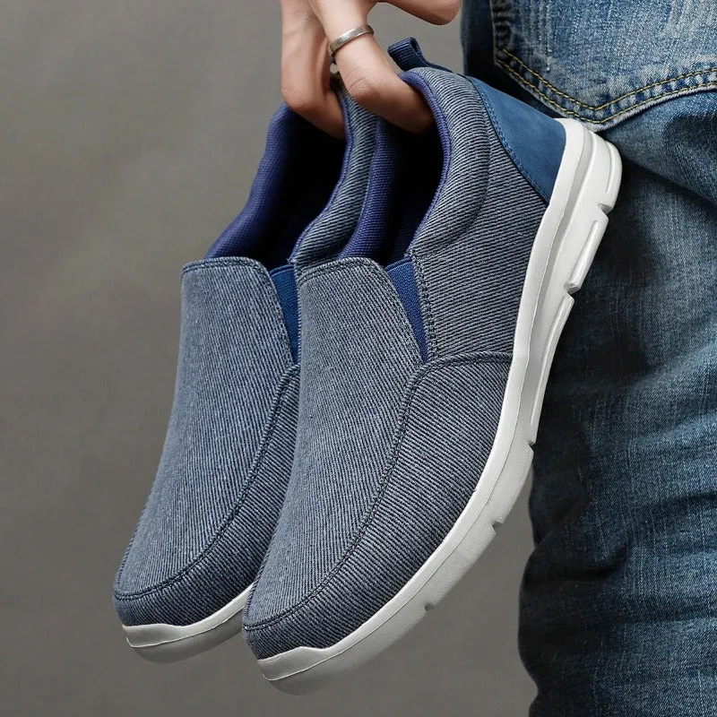 Men's Summer Canvas Shoes Breathable, Comfortable Slip-On Walking Sneakers, Classic Loafers for Outdoor Comfort