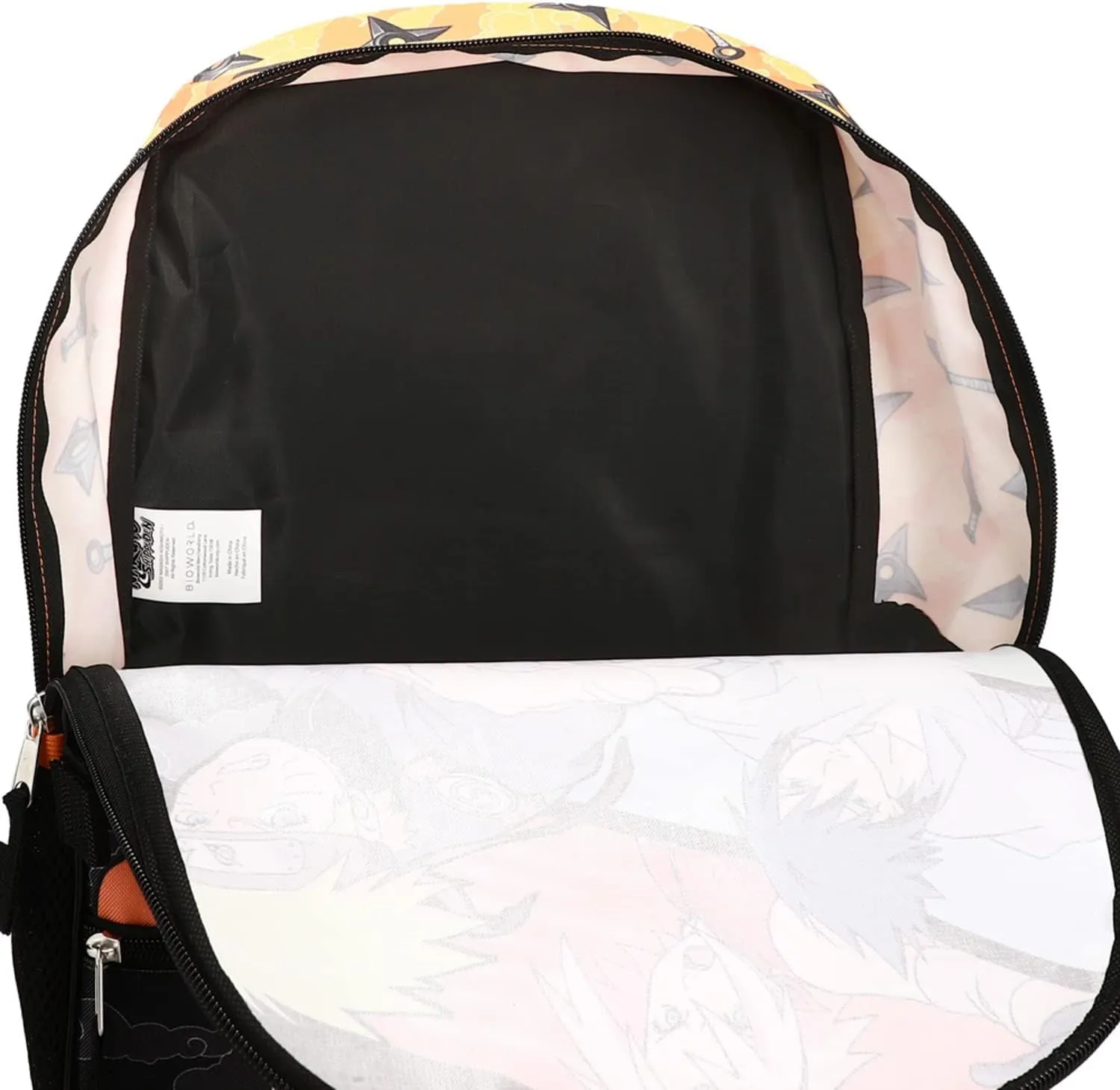 Naruto Anime Character Print Orange and Black 5-Piece Backpack Set For Boys