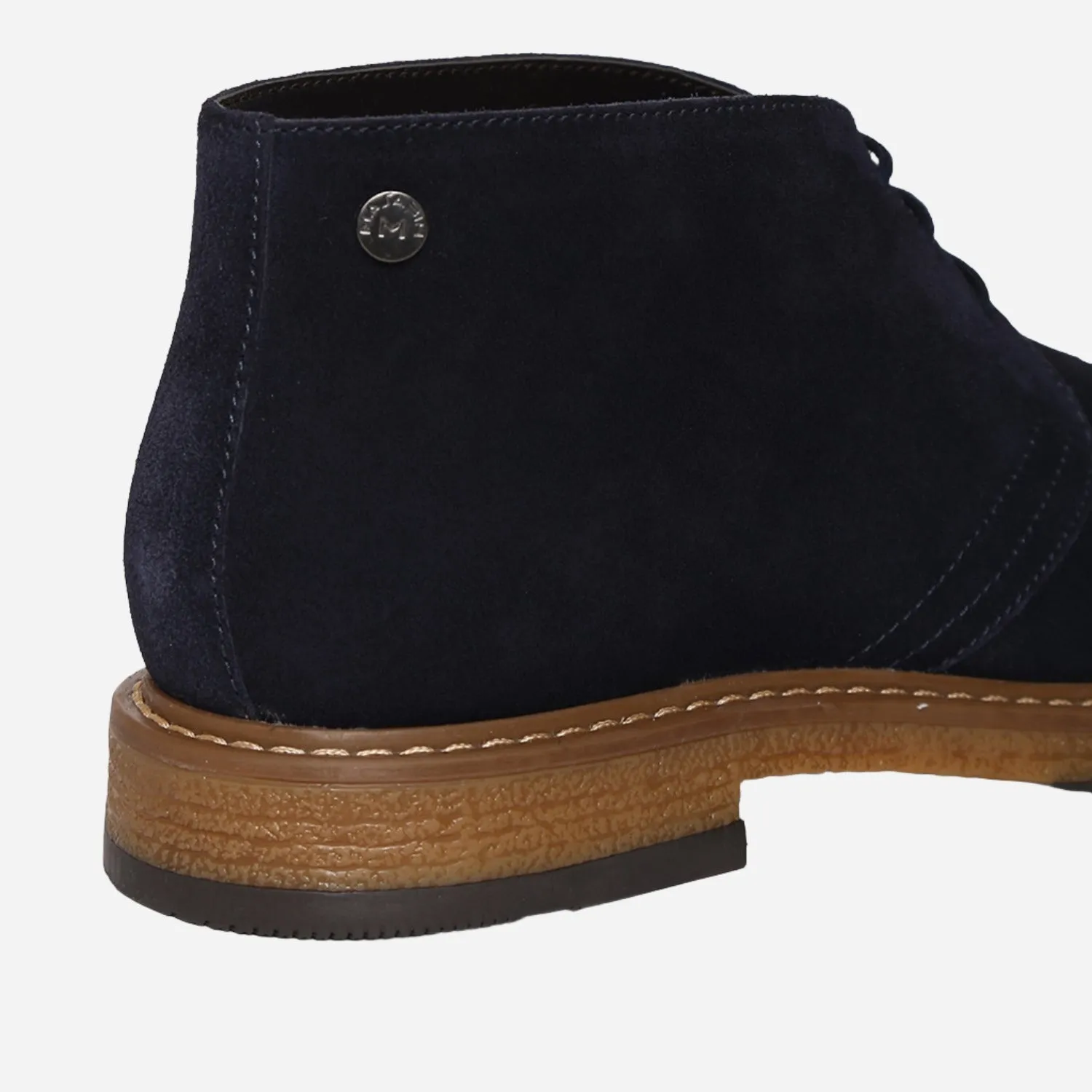 Navy Genuine Suede Leather Chukka Lace Up Boots For Men