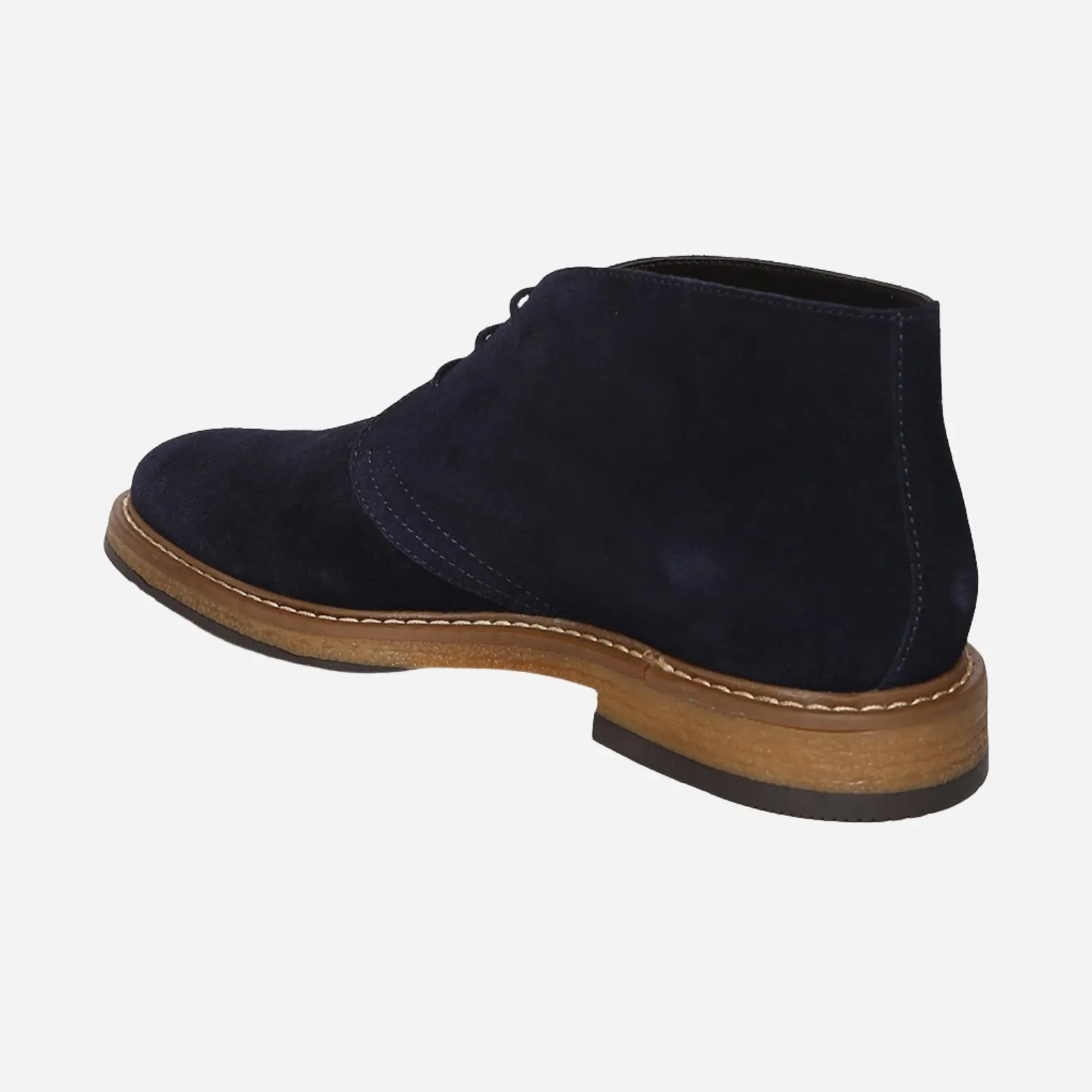 Navy Genuine Suede Leather Chukka Lace Up Boots For Men