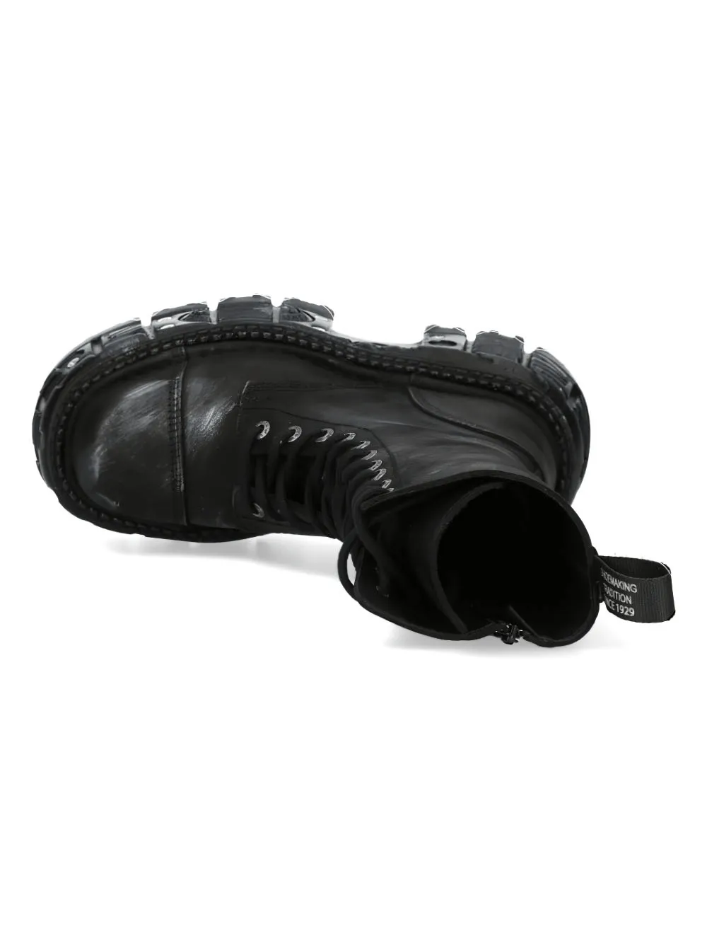 NEW ROCK Rugged Leather Biker Combat Boots with Zipper