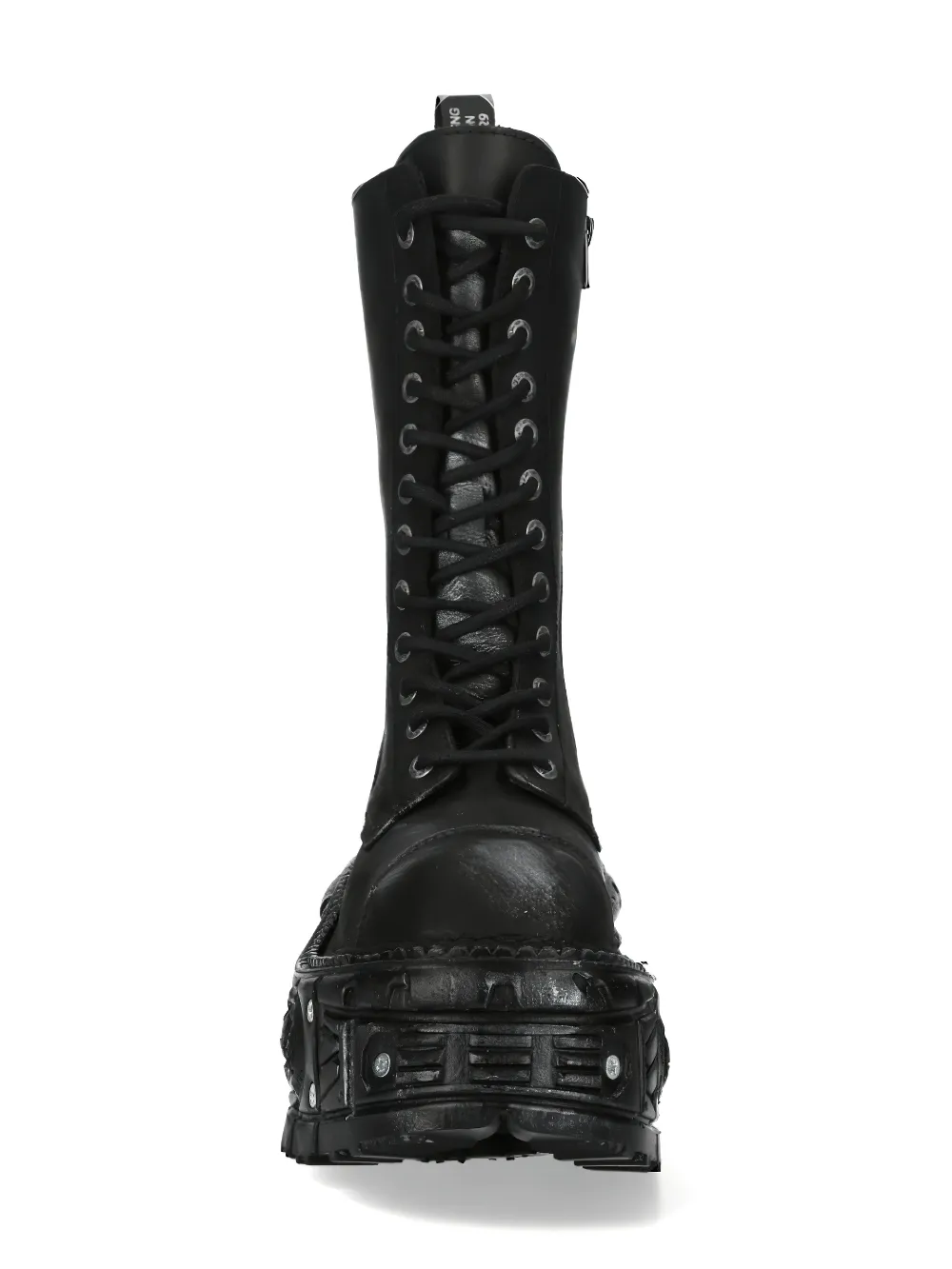 NEW ROCK Rugged Leather Biker Combat Boots with Zipper